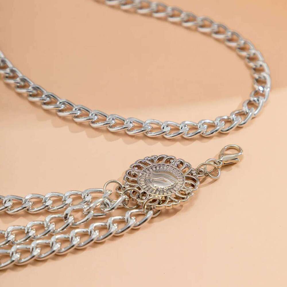 European and American Women's Alloy Multi-layer Exaggerated Body Trendy Retro Queen Head Pendant Versatile Waist Chain H260228
