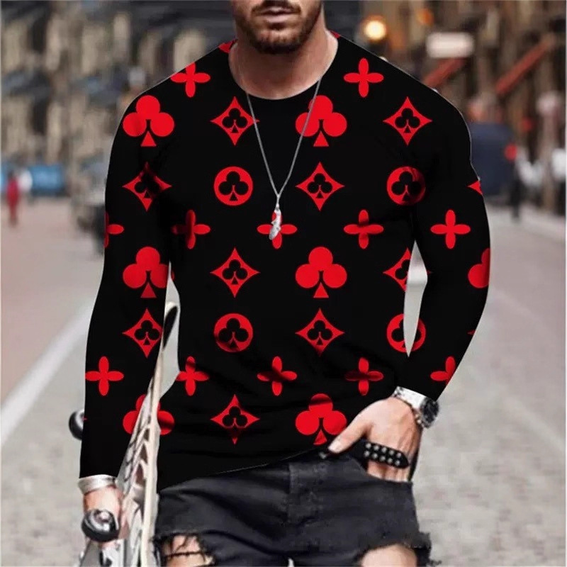 Luxury Brand Designer Clothes Foreign Trade Autumn New Casual T-Shirt Men's Long Sleeve Round Neck 3D Printed Fashion Pullover T-Shirt Men's