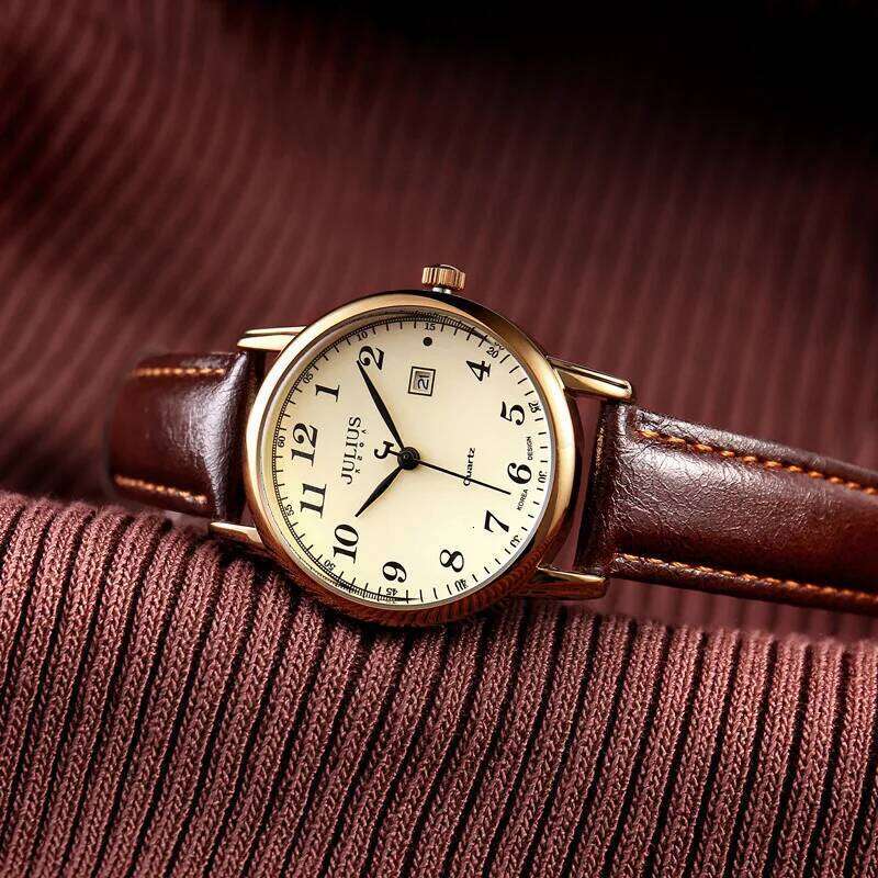 Julius es JA-508 Antique Large Nunber Easy Read Dial Auto Date Casual Leather Band Women Quartz Wrist H260228
