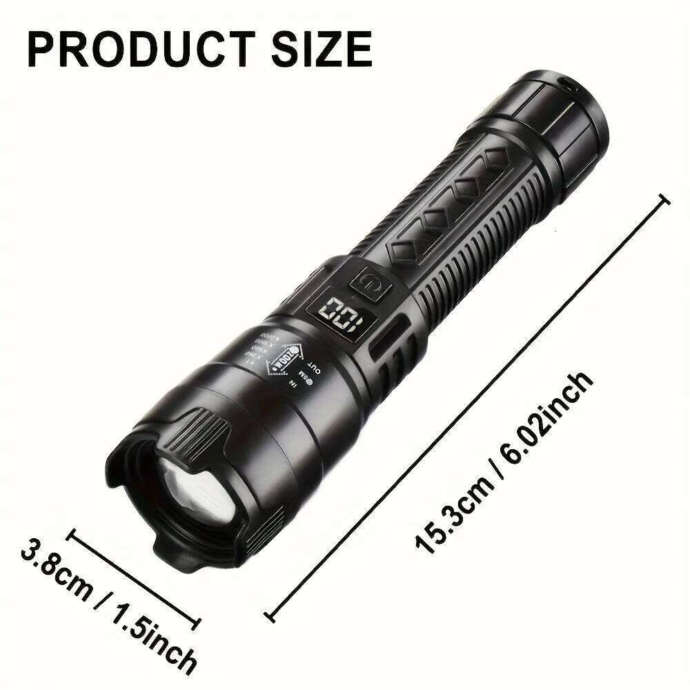 1000LM Ultra Bright LED Flashlight Type-C Rechargeable Long Range Zoom Tactical Torch Outdoor Emergency Camping Fishing Lantern Z260301