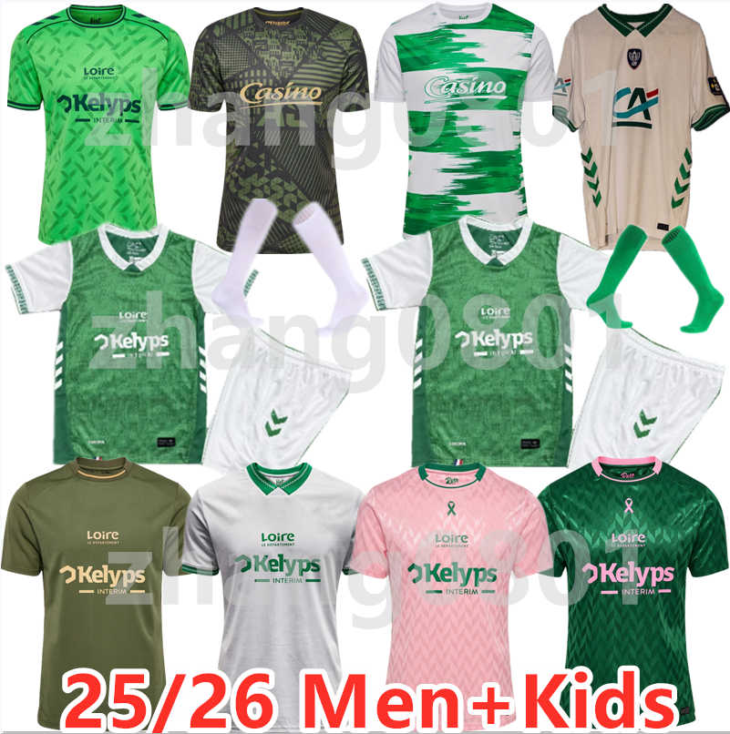25 26 maillots AS Saints Etienne Soccer Jerseys 2025 ASSE Etienne KHAZRI AOUCHICHE BERIC NORDIN HAMOUMA BOUDEBOUZ Youssouf maillot de Football shirts DIONY 000