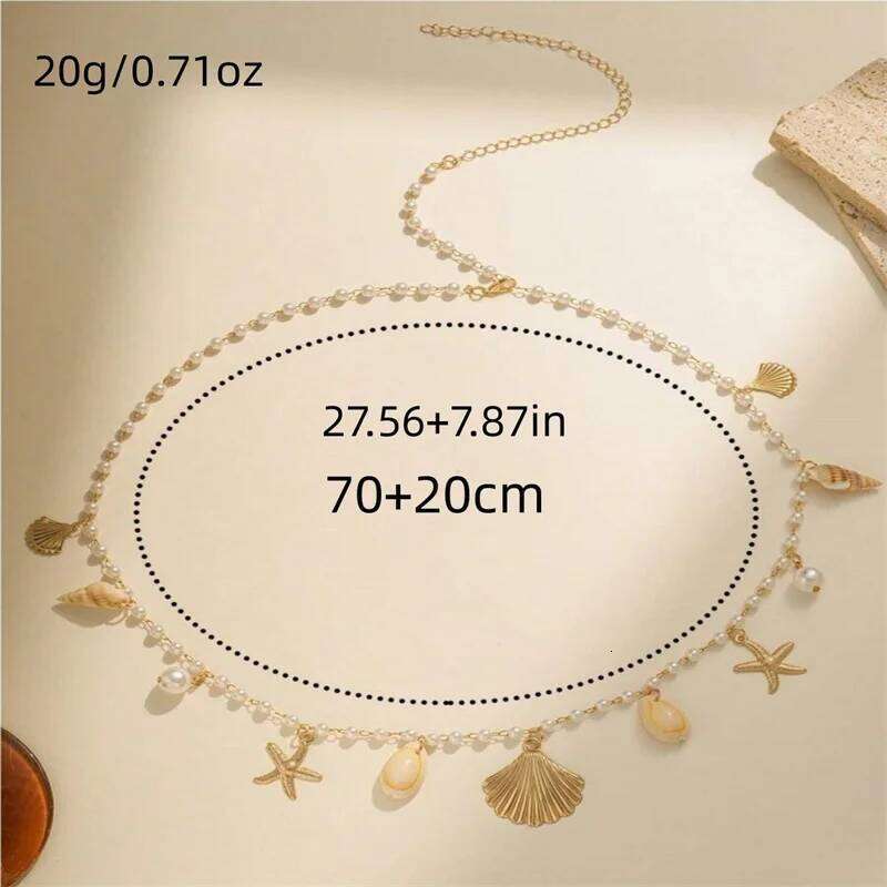 Bohemian Starfish Shell for Women New Trendy Imitation Pearl Beaded Waist Link Bikini Belly Chain Body Jewelry H260228