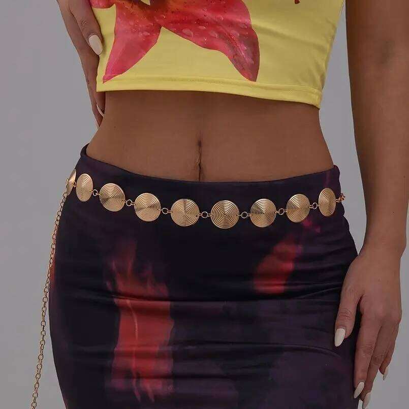 KunJoe Elegant Geometric Circle Flower Belly Waist Chain for Women Bikini Skirt Adjustable Belt Body Jewelry Festival Accessory H260228