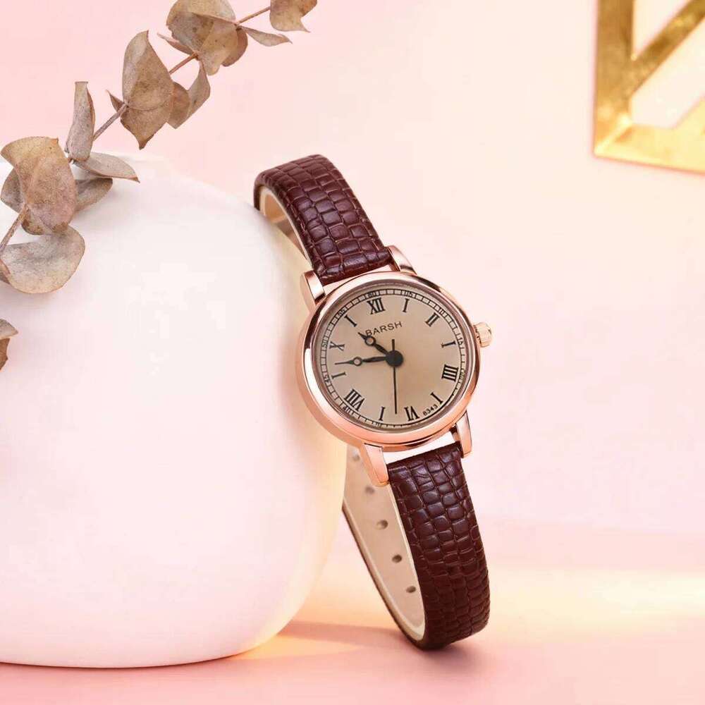 Fashion Retro Simple Leather with Round Dial Quartz Women, Suitable for Everyday Wear, Christmas Gift H260228