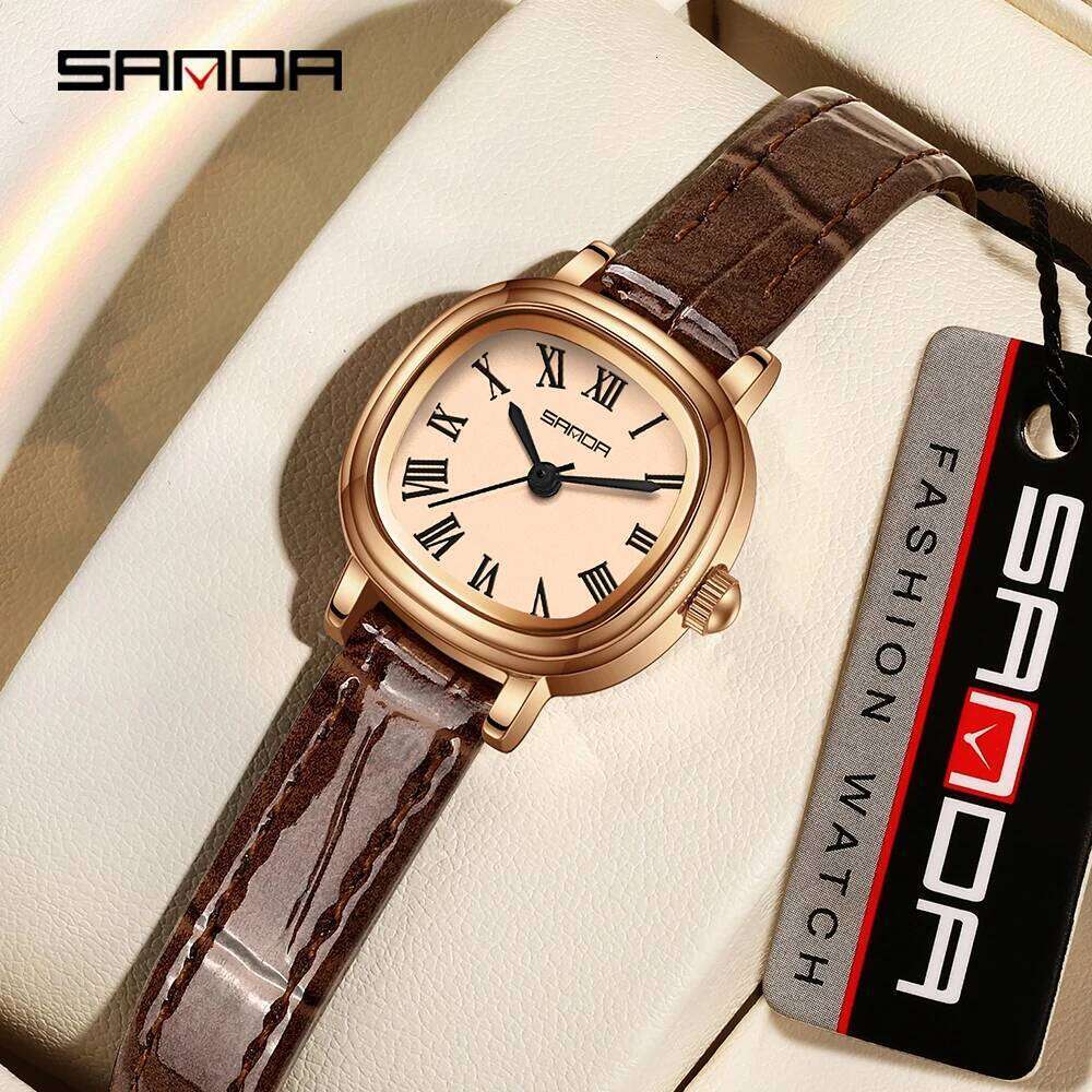 SANDA 1137 Women Quartz Fashion Elegant Rose Gold Simple Roman Analog Display Stainless Steel Strap Wrist for Ladies H260228