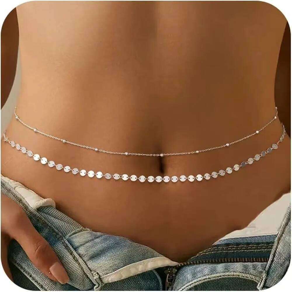 Beaded Belly For Women Gold Silver Color Metal Beach Bikini Link Chains Waist Body Jewelry Accessory H260228