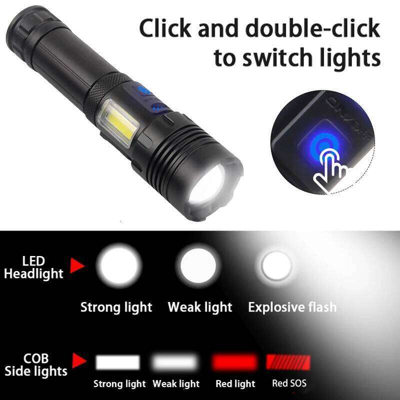 1200000 Lumens XHP160 Super Bright Led Flashlights USB Rechargeable XHP120 Flash Light Torch XHP50 Powerful Tactical Flashlight Z260301
