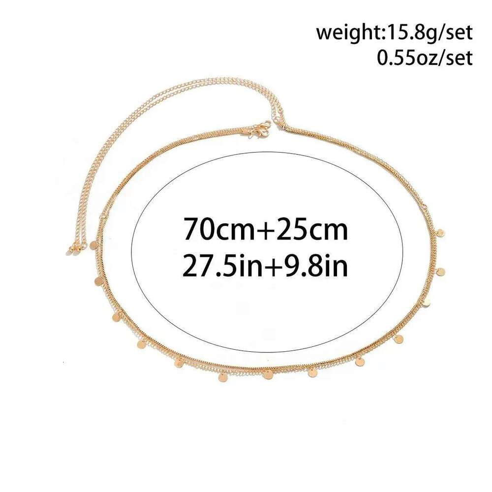 Womens Belly Chain Sequins Silver Gold Metal Beach Body Jewelry Summer Seaside Gift Accessory H260228