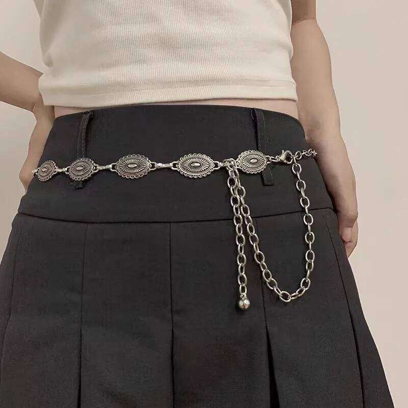 Boho Ethnic Style Retro Metal Sun Moon Waist for Women Fashion Versatile Dress Belt Belly Chain Body Jewelry Accessories H260228