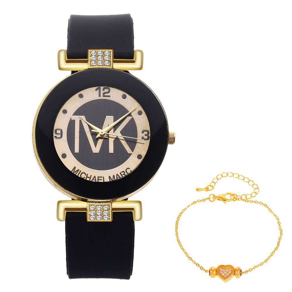 Fashion TVK Brand Women's Simple Luxury Rhinestone for Women Quartz Casual Silicone Strap Ladies Clock H260228
