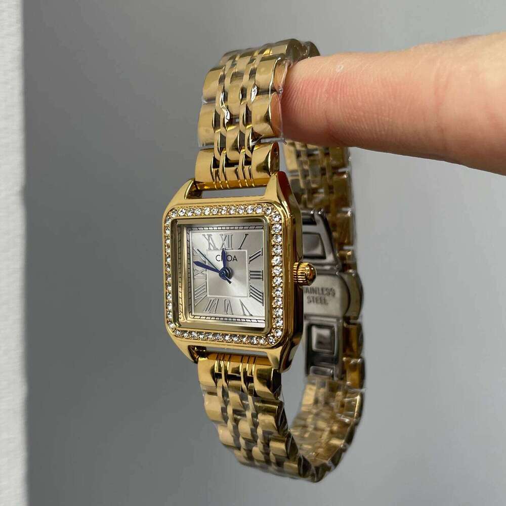 CILOA Square Retro High Quality Workplace Gold Stainless Steel Strap Trendy Fashion Compact Waterproof Quartz H260228