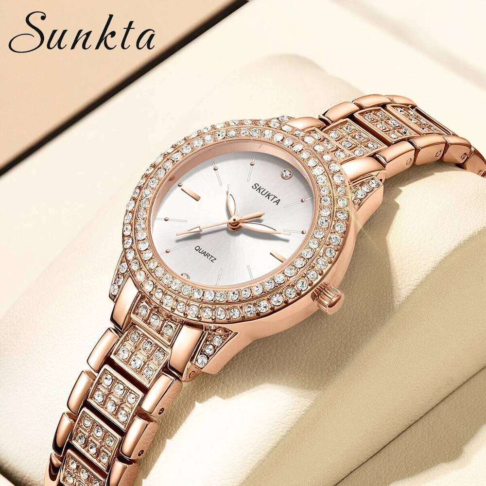 SUNKTA Womens es Fashion Original Quartz Wrist for Ladies Roman Dial Dazzling Diamond Waterproof Luminous H260228