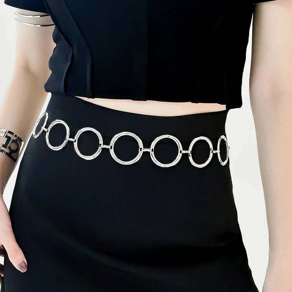 Luxury Fashion Women Chain Belt Designer Brand Large Metal Ring Waist Strap Dress Coat Skirt Lady Decorative Waistband H260228