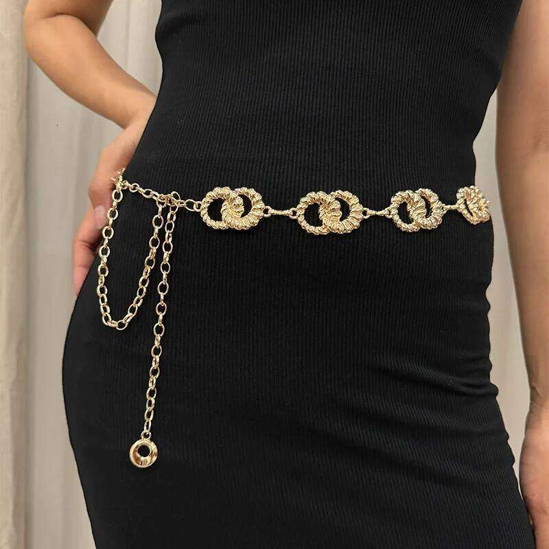 Fashion Gold Chain Belt Female Waist Adjustable Desinger Belts For Women High Quality Luxury Brand Punk Metal Dress Waistband H260228