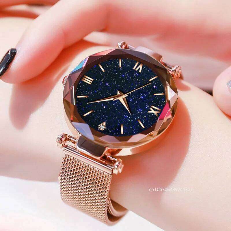 Starry Sky Women es Magnetic Mesh Belt Band Women's Fashion Dress Wrist Zegarek Damski Reloj Mujer H260228