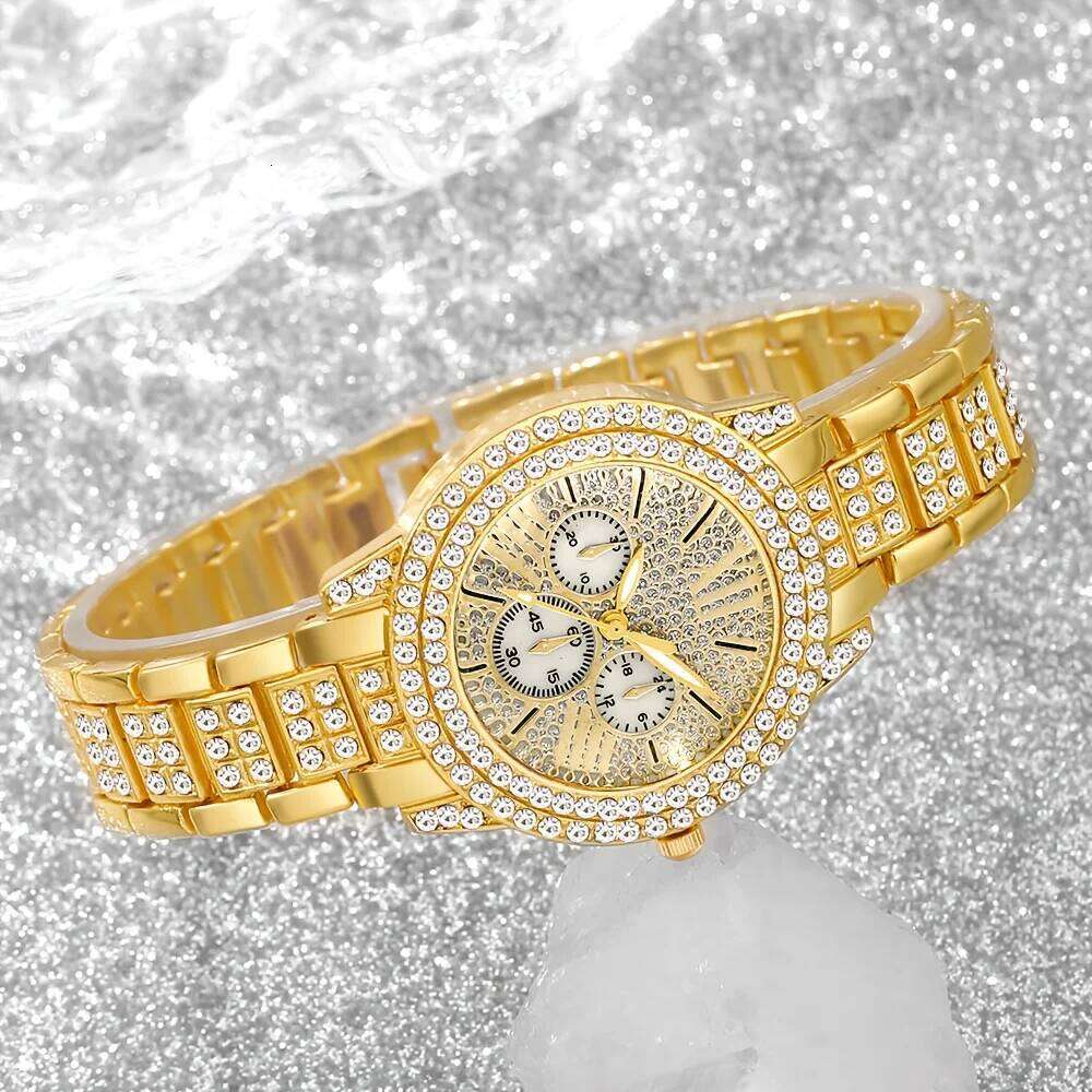 5PCS Elegant Women's Jewelry Set Fashion Rhinestone Ladies Quartz Wrist Reloj Mujer Girls Clock GiftWithout Box H260228