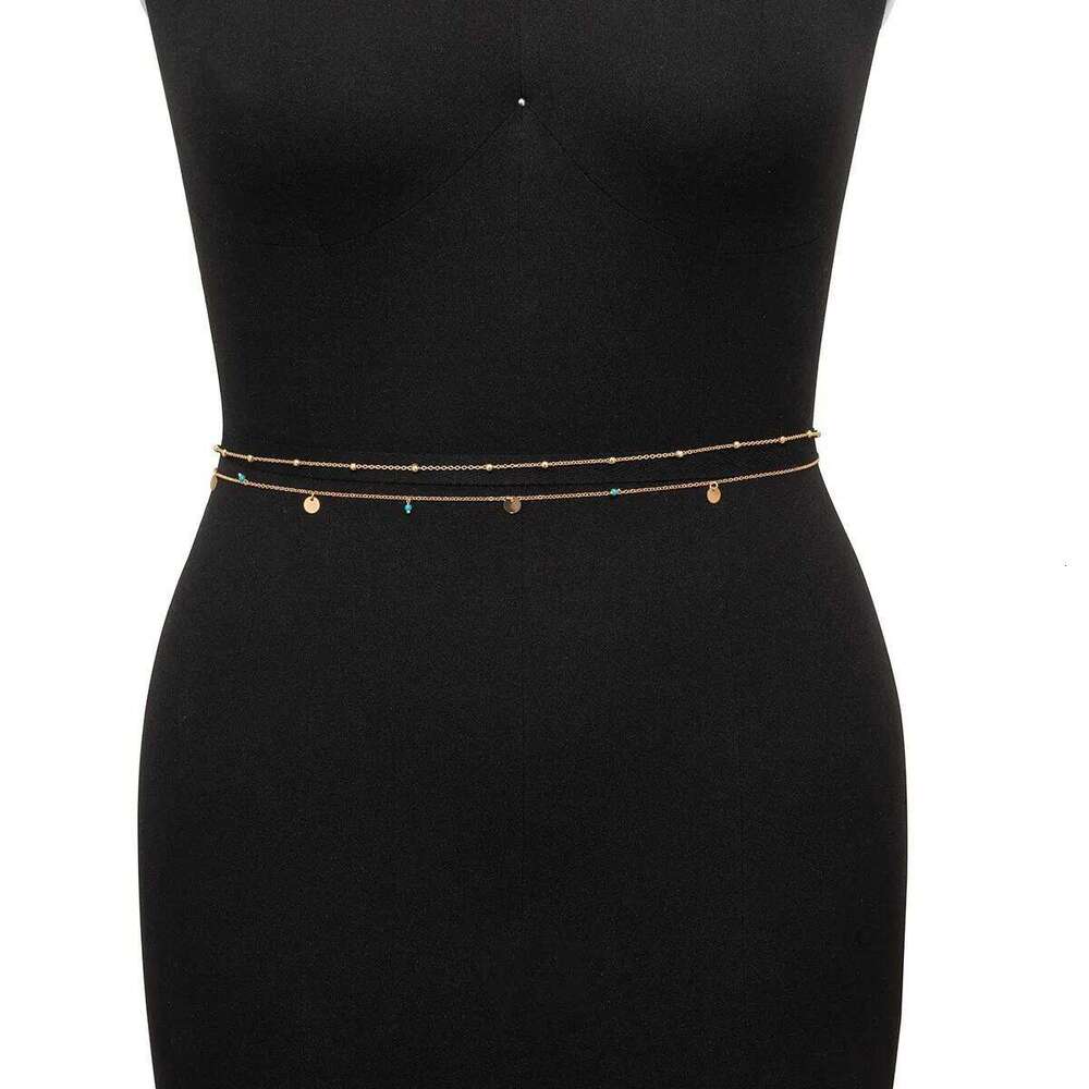 Personality Sexy Trendy Round Bead Cuban Double-deck Waist Chain for Women Charm Summer Beach Belly Body Jewelry Accessories H260228