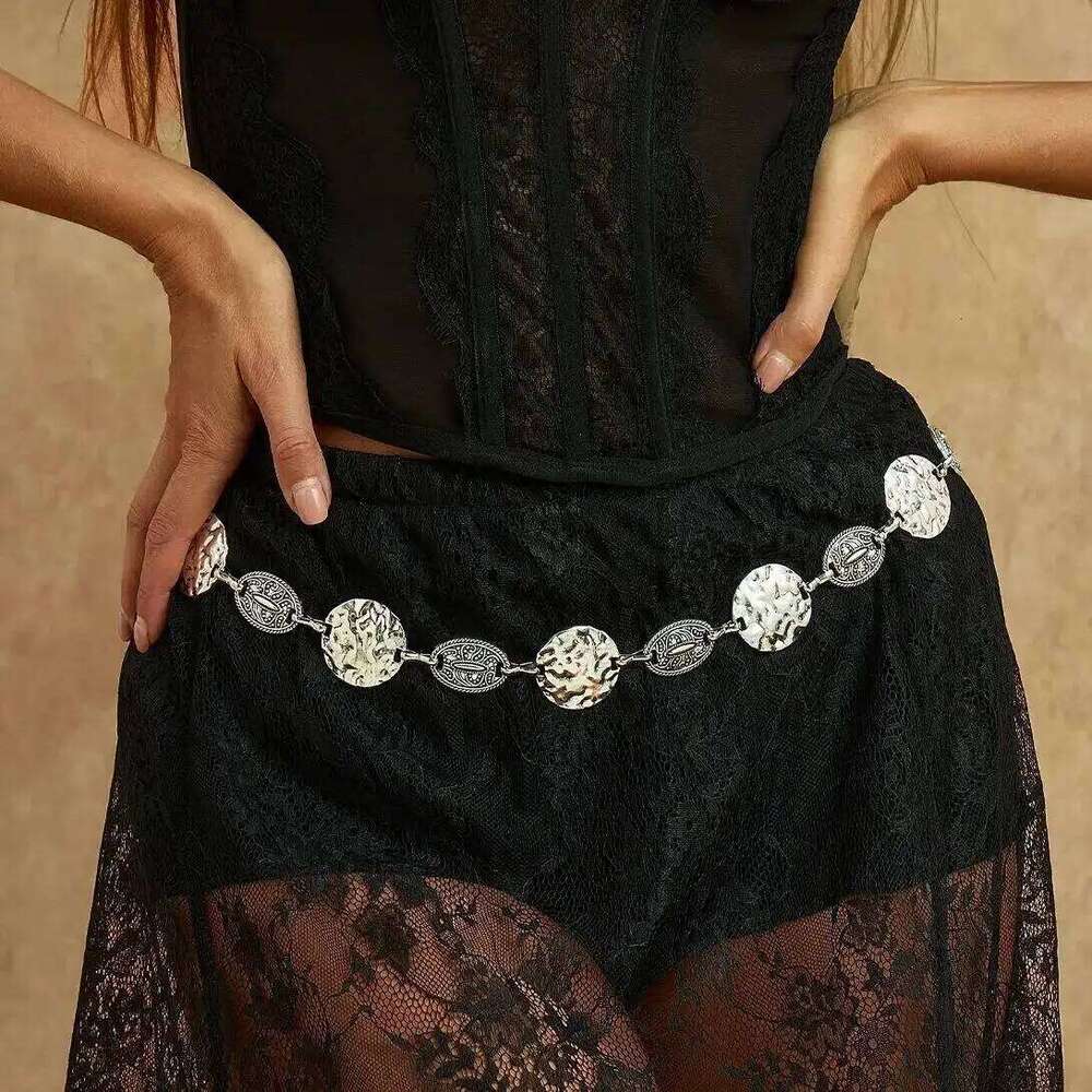 Salircon 2 Styles Vintage Oval Craved Metal Waist Chain Women Retro Style Exquisite Sexy Belt Chains Fashion Body Jewelry Gifts H260228