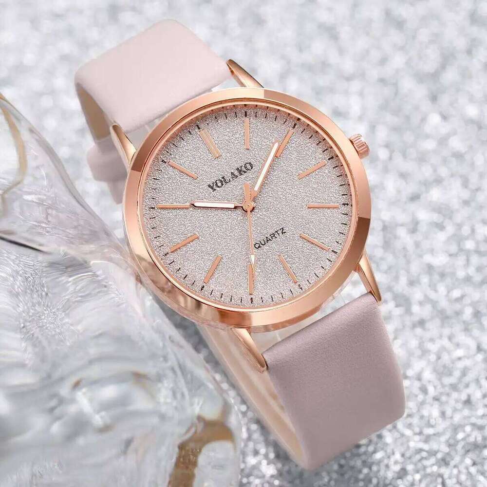 5PCS/Set Fashion Women es Simple Leather Strap Quartz Wrist Pearls Jewelry Set Reloj MujerWithout Box H260228