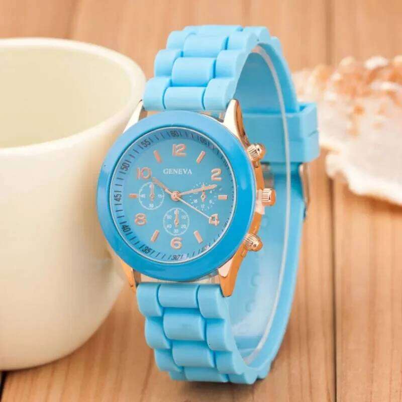 Geneva Silicone Women Ladies Fashion Dress Quartz Wrist Female clock Jelly Colorful children's men Leisure H260228