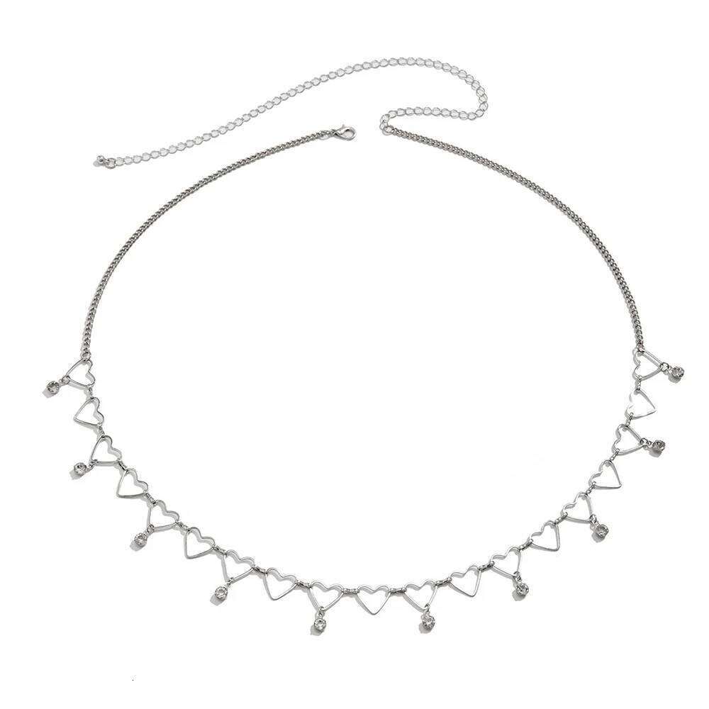 Sexy Vintage Belly Heart Crystal Pendant Waist Chain Belt Streetwear Summer Women Fashion Body Jewelry Y028 H260228