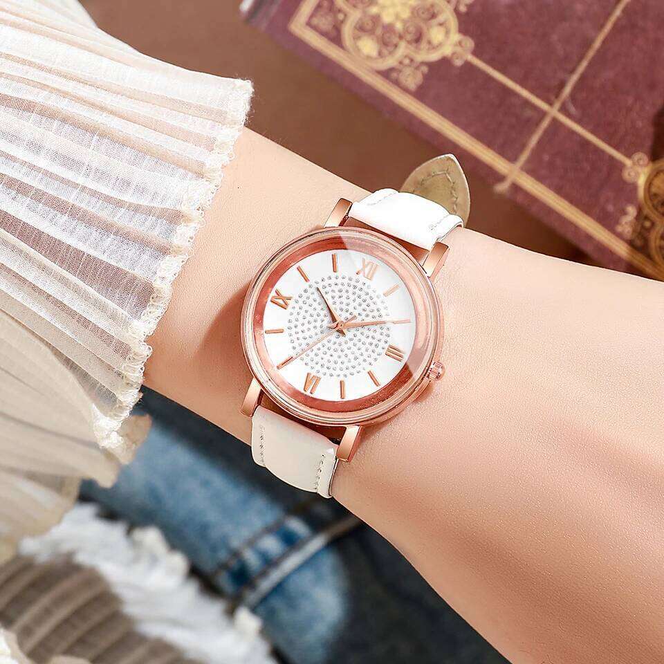 Fashion Arabic Dial Women's Casual Leather Band Analog Quartz es H260228