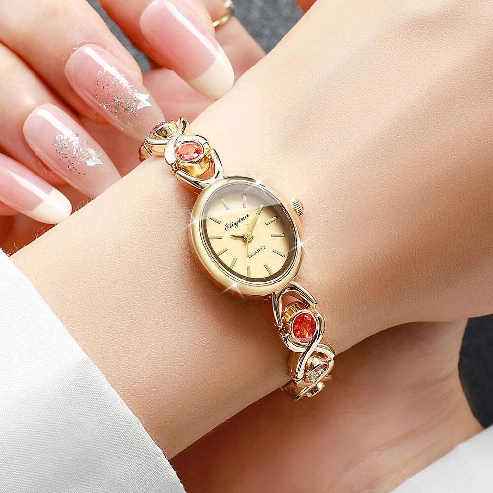 Fashion Rhinestone Strap Women es Elegant Oval Dial Ladies Quartz Wrist Reloj Mujer Girls Clock Without Box H260228