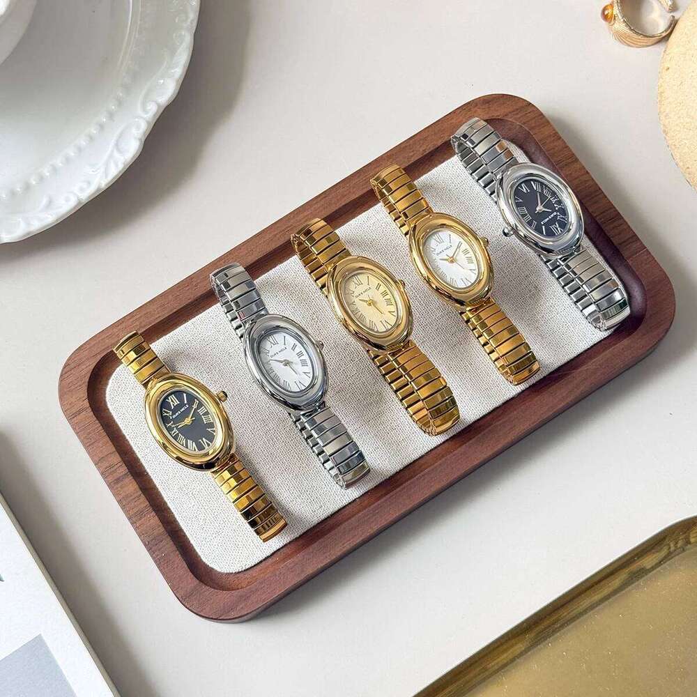Hot Sale Ladies Gold Silver Quartz Female Stainless Steel Elastic Strap Wstches Clock Oval Dial Wrist Reloj Mujer H260228