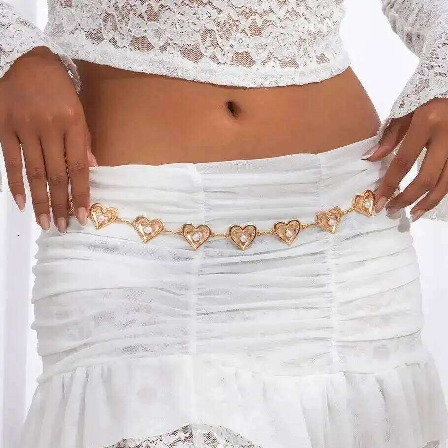IngeSight.Z Luxury Hollowout Heart Adjustable Belly Waist Women Trendy Summer Metal Belt Body Chain Waistband Jewelry H260228