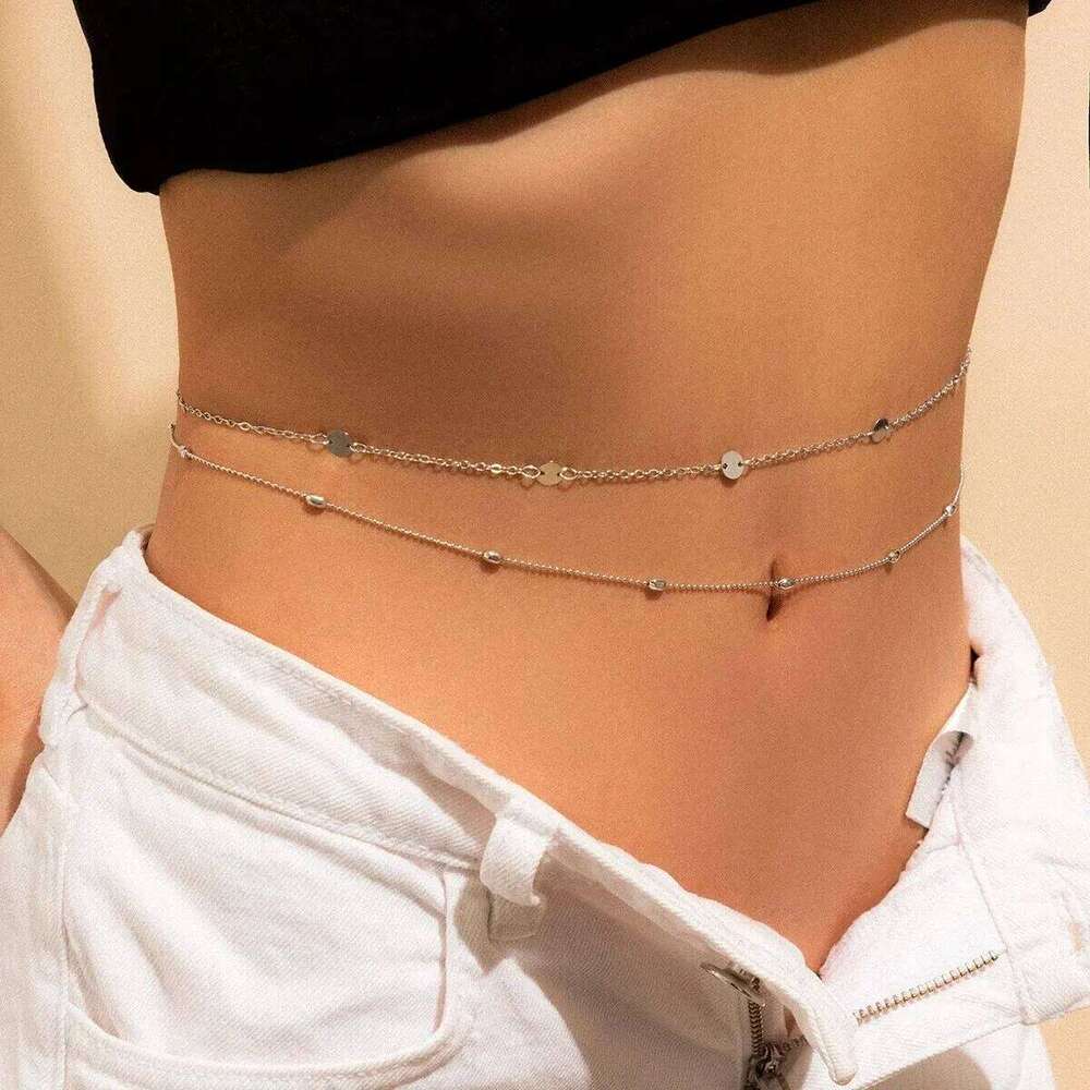 2Pcs/Set Boho Vintage Beads Waist Belly for Women Beach Summer Bikini Simple Sequin Belt Chain Body Jewelry Accessories H260228