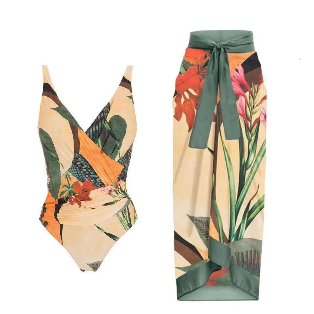 bikinis set One-piece suit bikini conservative belly cover beach chiffon wrap skirt spa swimsuit Z260301