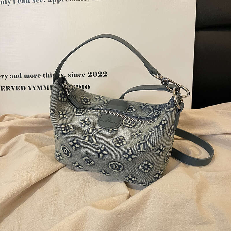 2026 New Small for Women, High-End Embroidered Tote Bag, Denim, Light Luxury, Versatile, Fashionable Shoulder and Crossbody Bag