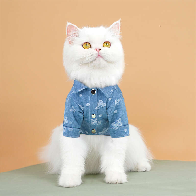 Famous brand Wholesale denim cat shirt with leash pet clothing for Teddy French Bulldog small and medium sized dogs dog accessories pupakaIK