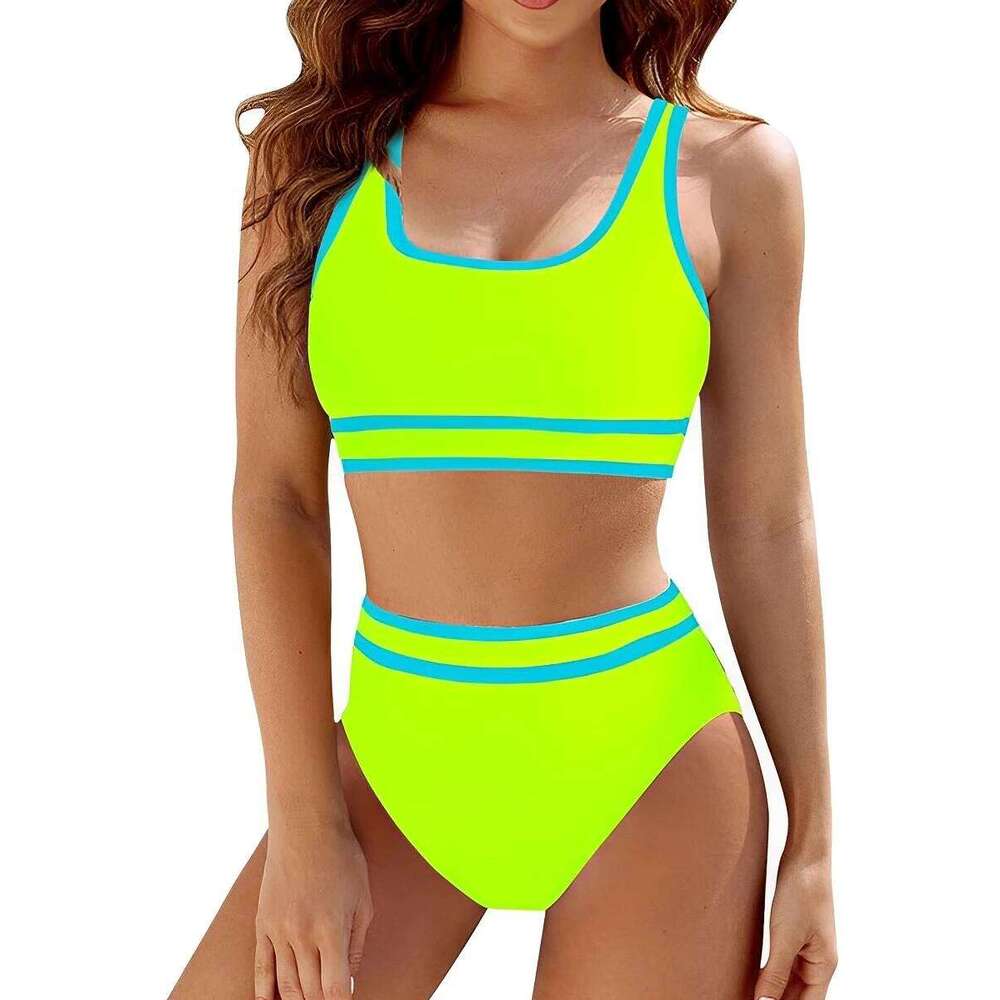 Sporty Strappy Bikinis 2025 Women High Waist Swimsuit Solid Sexy Swimwear Female Bathers Bathing Swimming Swim Suit Beachwear Z260301