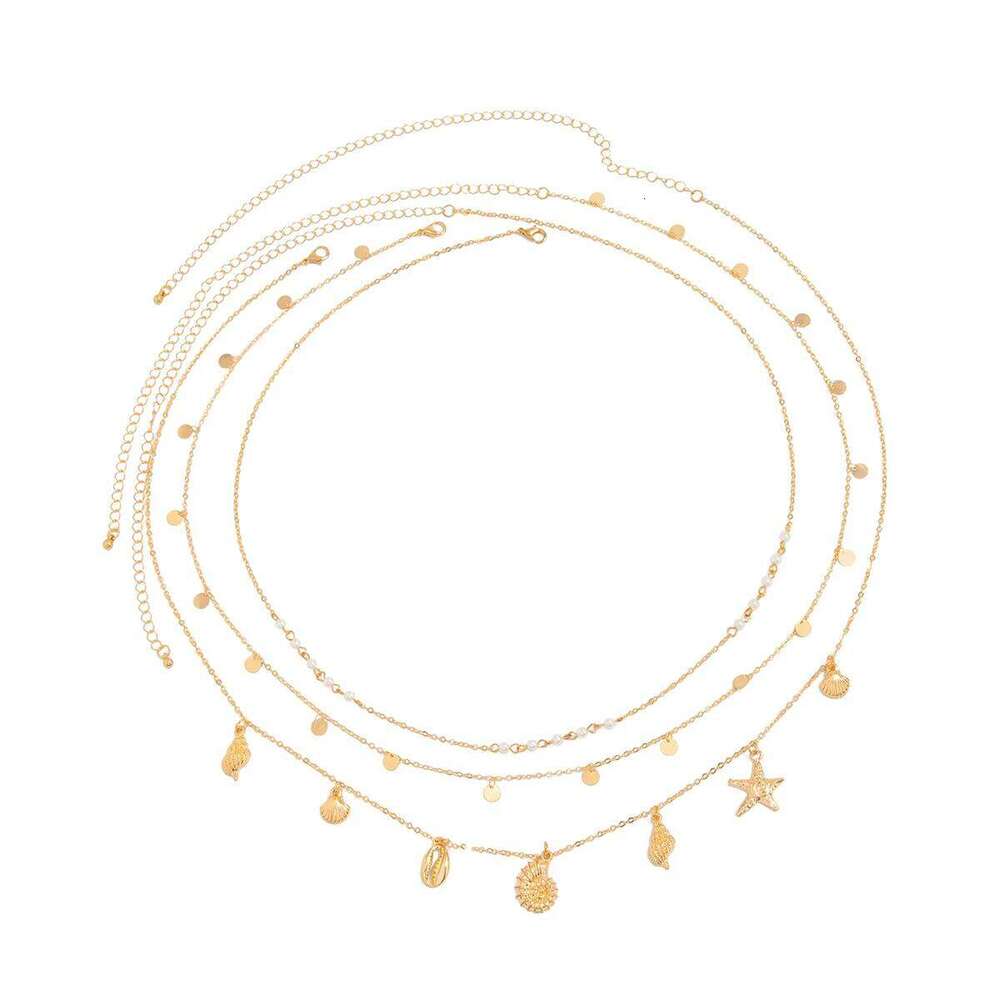 PuRui 3Pcs/Set Bohemia Beach Charm Bikini Belly Waist Chain Women Exquisite Starfish Conch Pendant Sexy Body Jewelry Accessories H260228
