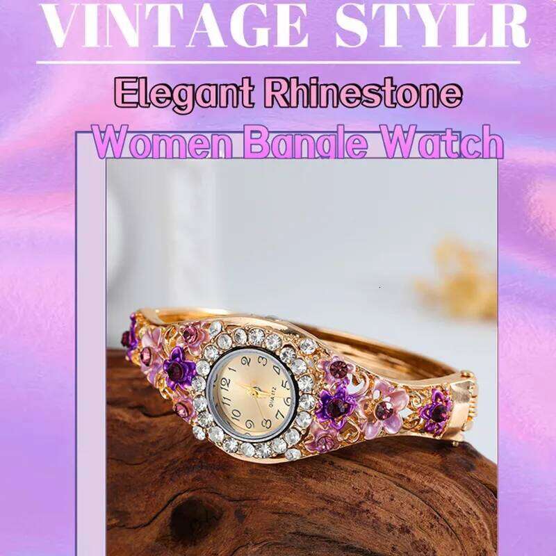 Woman es Retro Elegant Flower Diamond Stainless Steel Quartz Wristes Fashion Ladies Clock Gift montre femme H260228