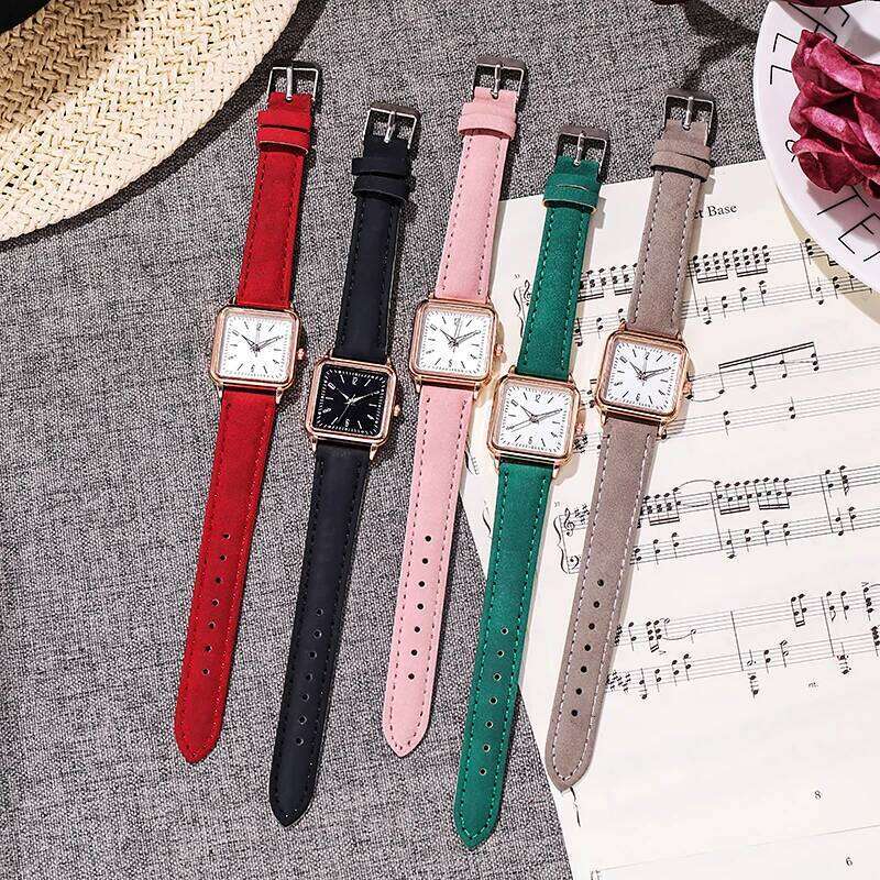 Women es Fashion Square Arabic Dial Quartz Casual Leather Strap Ladies Wristes Clock Gift Reloj Mujer H260228