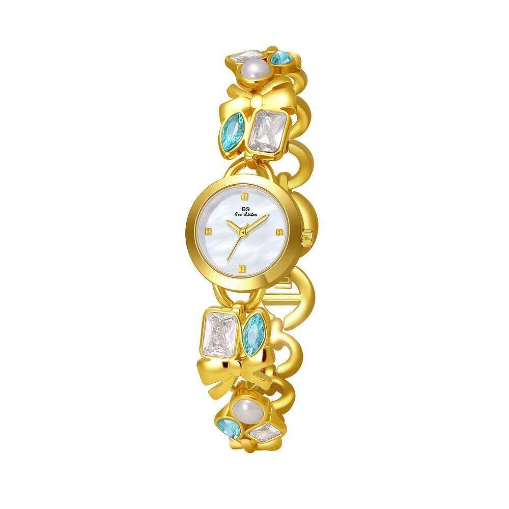 2026 New Color Diamond Sea Blue Treasure Butterfly Women's Fashion Gold Waterproof Quartz Clock FA1891 H260228