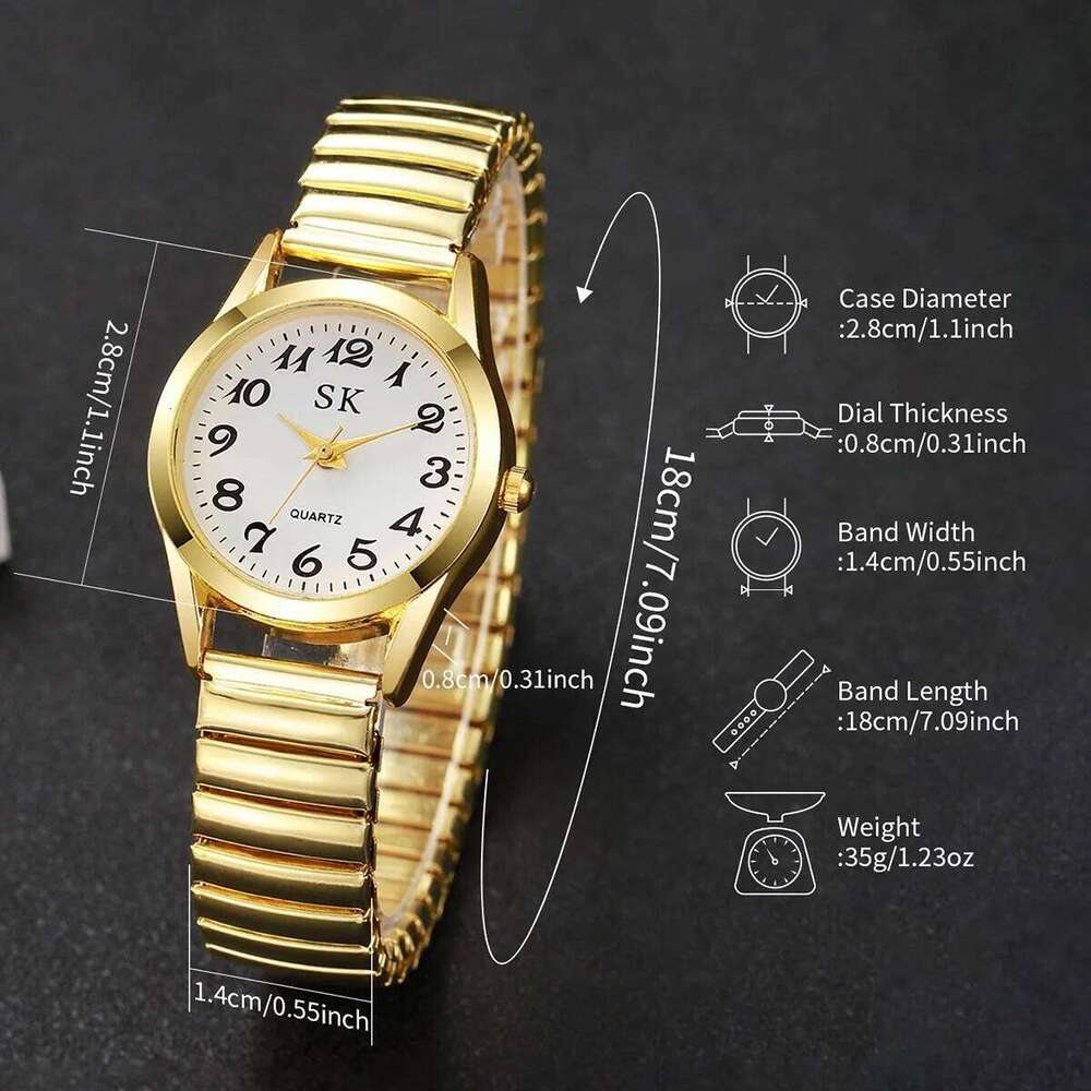 5PCS Fashion Small Roma Dial Women Quartz s Set Elegant Elastic Band Ladies Wrist Reloj MujerWithout Box H260228