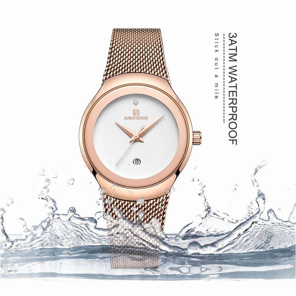 NAVIFORCE Women Fashion Dress Quartz es Lady Stainless Steel Waterproof Wrist Simple Girl Clock Relogio Feminino H260228
