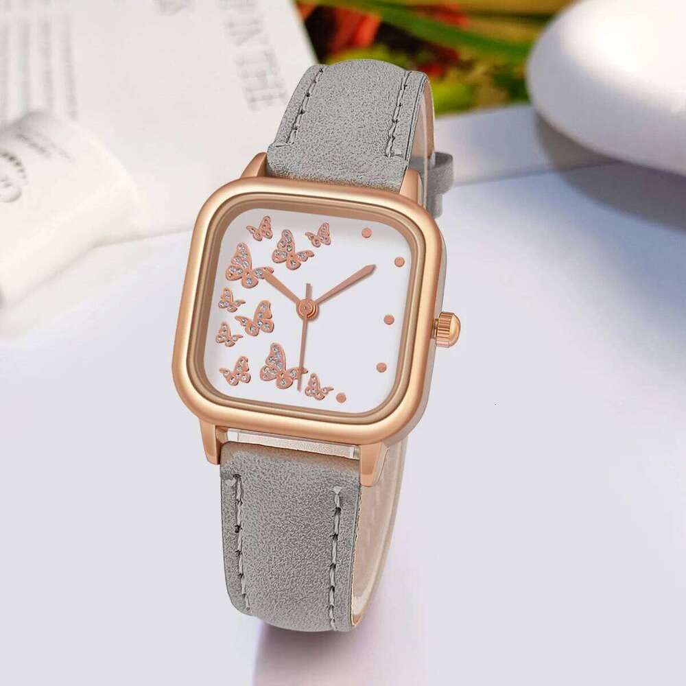 Fashion Square Case Wrist Leather Strap es Women Quartz Ladies Clock Festival Gift Valentine's Day H260228