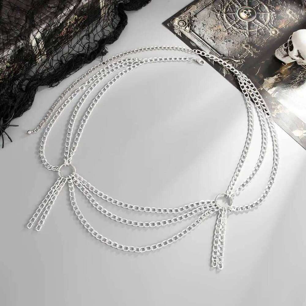 IngeSight.Z HipHop Punk Multilayer Silver Color Tassel Chain Waist Belt Women Trend Metal Waistband Clothing Jewelry Accessories H260228