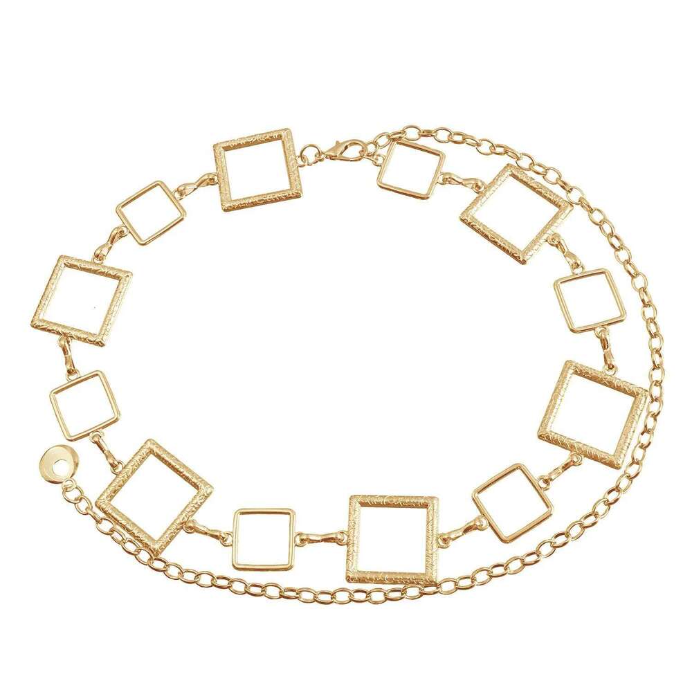 Cross Border Jewelry Personalized Hip Hop Geometric Square Metal Chain Fashion Dress Waist Cincher Versatile Accessories H260228