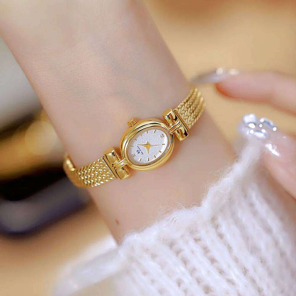 Womens Gold Quartz Small Dial Classic Wheat Ears Elegant Lady Wrist Fashion Female Dress Gift H260228