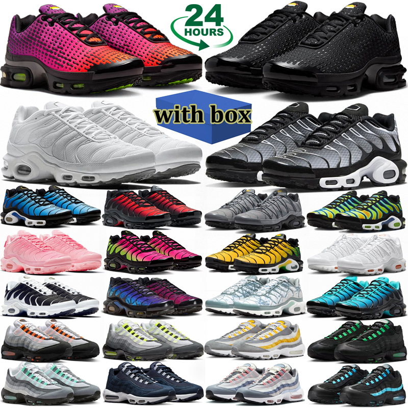 with box tns designer running shoes 95s women men black white silver trainers sports outdoor sneakers chaussures