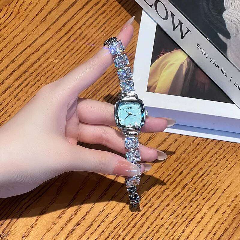 GEDI Women's Quartz Exquisite Zircon - "Crushed Ice" Style & Sugar-Cube Dial Unique Design Ladies H260228