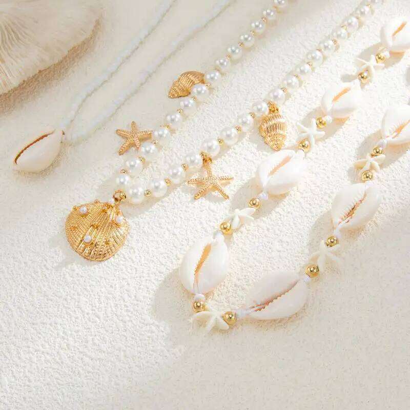 1Set Bohemia Beaded Waist Starfish Scallop Shell Pendant Body Chain For Women Trendy Summer Beach Waistband Bikini Jewelry H260228