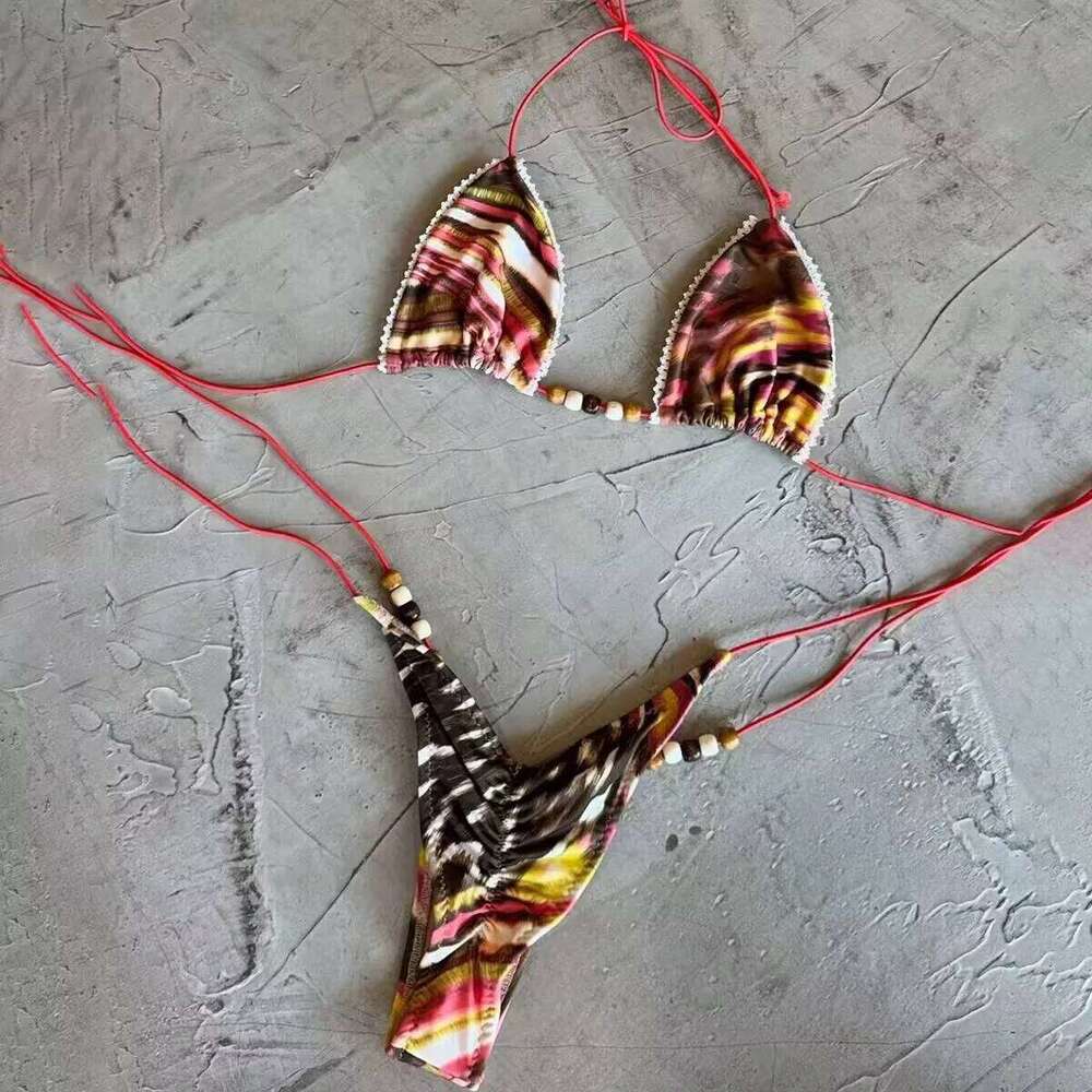 Micro Bikinis 2025 Sexy Women Swimsuit Swimwear Female Thong Bikini Set Biquini Bathing Suit Print Swimming Suits Beachwear Z260301