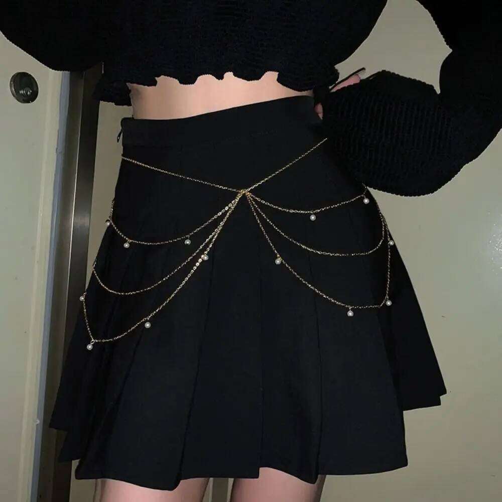 Retro Elegant Multilayer Pearl Waist Korean Style Belt Y2k Waistband All-match Tassel Sexy Body Chain Gift H260228