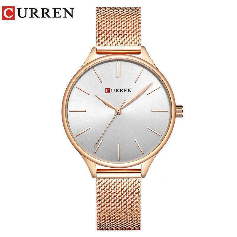 CURREN Original Women's Luxury Matte Dial Japanese Quartz Movement Stainless Steel Mesh Strap with Box H260228